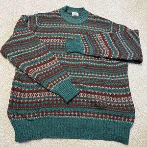 Vintage Clan Royal Shetland wool mens pull over sweater CL‎ Green ski winter